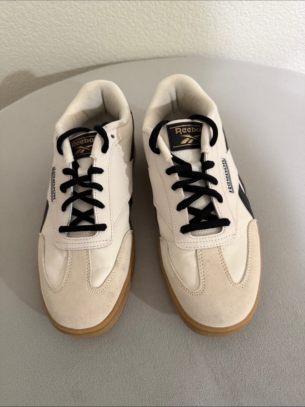 Reebok Womens’ White, Black & Putty Classic Sneakers